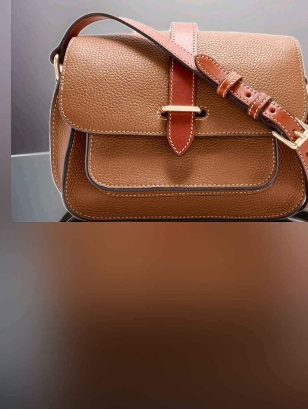 Dooney & Bourke Brown Tan Pebble Leather Binocular Crossbody Bag